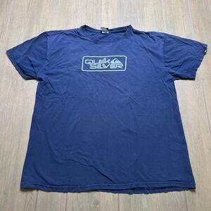 Vintage Quiksilver Shirt Mens XL Blue Surfing Skating Rad Short Sleeve Y2K